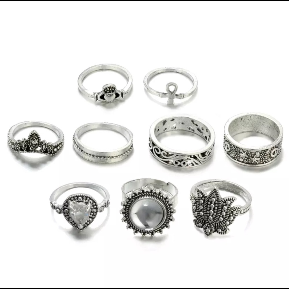 Diamond Lotus Midi Rings - Picture 3 of 6